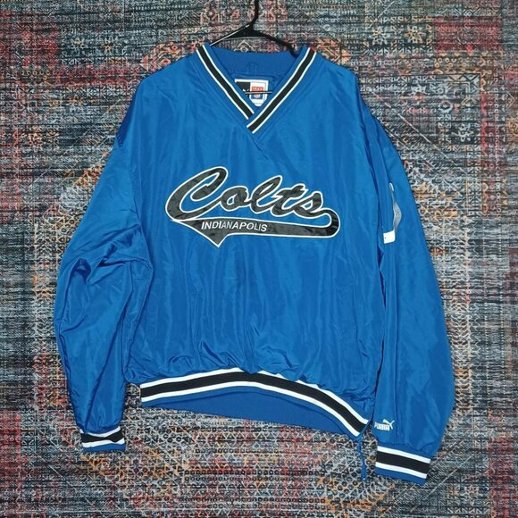 Vtg Y2K Puma mens Indianapolis Colts sewn lined vneck NFL windbreaker XL - Picture 1 of 7